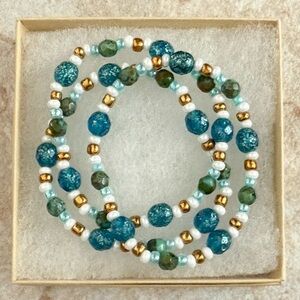 Glass Bead Bracelet Trio Set
